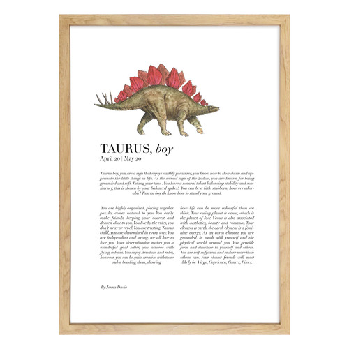 Zodiac Taurus Child Stegosaurus Printed Wall Art Temple Webster